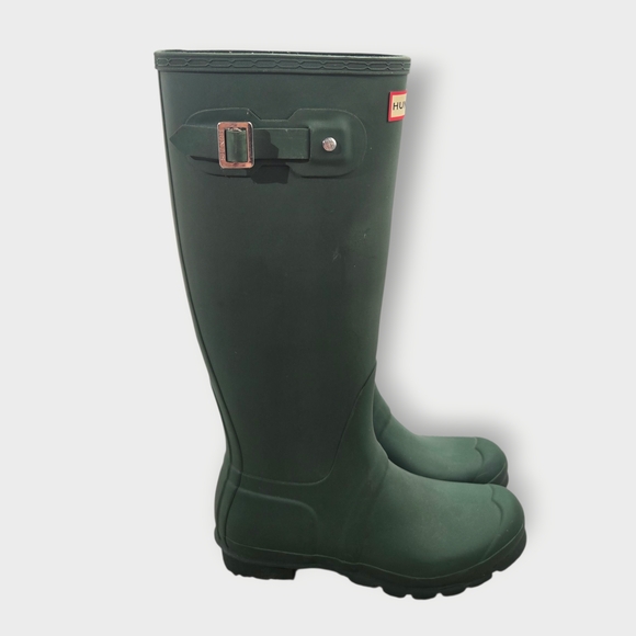 Hunter Women's Original Tall Hunter Pull On Green Rain Boots Size 7 - Picture 2 of 11